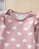 Kids Cute Heart Shape Tops Flared Trousers Two Pieces Sets