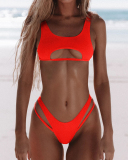 Multi-color Optional High Waisted Solid Color 2022 Hollow Out Sexy Women Bikini Two-piece Swimsuit S-XL