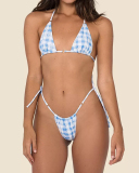 Sexy Halter Neck Florals Solid Colorful Tie Side String Two-piece Swimsuit S-XL