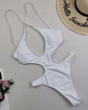 Hot Sale Sexy Hollow Out Criss Cross High Cut High Waist Women One-piece Swimsuit White Black Yellow Blue S-4XL Plus Size Bikini