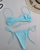Women Strap Halter Neck Wrap Tie Side String Two-piece Swimsuit S-L