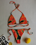 Sexy Halter Neck Florals Solid Colorful Tie Side String Two-piece Swimsuit S-XL