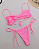 Women Strap Halter Neck Wrap Tie Side String Two-piece Swimsuit S-L