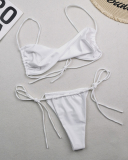 Women Strap Halter Neck Wrap Tie Side String Two-piece Swimsuit S-L