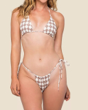 Sexy Halter Neck Florals Solid Colorful Tie Side String Two-piece Swimsuit S-XL
