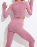 Women's Fashion Sportswear High Waist Running Fitness Suit Seamless Knit Yoga Wear S-L  YJ10829-2