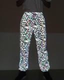 Ladies Fashion Cartoon Mushroom Print Color Reflective Pants Men's Hip Hop S-3XL