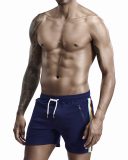 Low Waist Men's Casual Solid Color Five-point Pants With Rainbow Edge Red Black White Deep Blue M-2XL