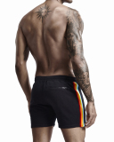 Low Waist Men's Casual Solid Color Five-point Pants With Rainbow Edge Red Black White Deep Blue M-2XL
