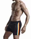 Low Waist Men's Casual Solid Color Five-point Pants With Rainbow Edge Red Black White Deep Blue M-2XL