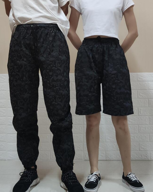 Ladies Fashion Cartoon Mushroom Print Color Reflective Pants Men's Hip Hop S-3XL