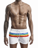 Hot Sale Rainbow Striped Loose Men's Bottoms Shorts White Black M-2XL