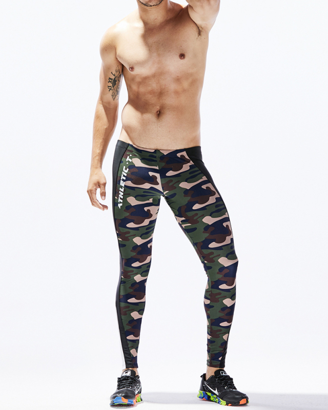 Newest Legging Yoga Long Camo Men's Pants Legging Black Green S-XL