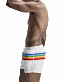 Hot Sale Rainbow Striped Loose Men's Bottoms Shorts White Black M-2XL