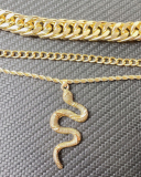 Cuban Rope Chain Chunky Hiphop Necklace Miami Double Layered Snake Pendant Choker