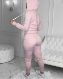 Women Long Sleeve Hoodies Zipper Slim Pants Sets Two Pieces Outfit Pink Yellow Orange Gray Black Rose Red Blue Brown Army Green Wine Red Khaki XS-5XL