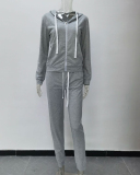 Women Long Sleeve Hoodies Zipper Slim Pants Sets Two Pieces Outfit Pink Yellow Orange Gray Black Rose Red Blue Brown Army Green Wine Red Khaki XS-5XL