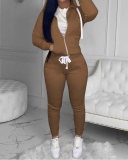 Women Long Sleeve Hoodies Zipper Slim Pants Sets Two Pieces Outfit Pink Yellow Orange Gray Black Rose Red Blue Brown Army Green Wine Red Khaki XS-5XL