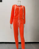 Women Long Sleeve Hoodies Zipper Slim Pants Sets Two Pieces Outfit Pink Yellow Orange Gray Black Rose Red Blue Brown Army Green Wine Red Khaki XS-5XL