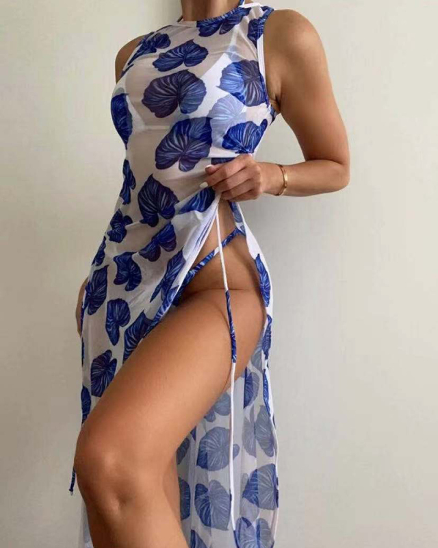 Ladies Fashion New Floral Sleeveless Exotic Bikini Ladies Swimsuit Sexy Bikini S-XL