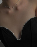 Lady Solid Color Slash Neck Tops Black S-L 