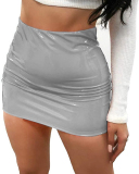 Ladies Fashion Spring and Summer Explosive Skirts Sexy Bright Leather Bag Hip Skirts Miniskirts XS-XL