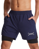 Sports Shorts Men's Quick Dry Woven Double Layer Fitness Running Marathon Casual XS-3XL