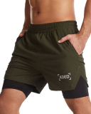 Sports Shorts Men's Quick Dry Woven Double Layer Fitness Running Marathon Casual XS-3XL