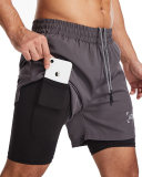 Sports Shorts Men's Quick Dry Woven Double Layer Fitness Running Marathon Casual XS-3XL
