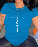 Women Letter Printing Short Sleeve O-Neck Tops Black Red Yellow Blue Orange S-4XL 