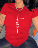 Women Letter Printing Short Sleeve O-Neck Tops Black Red Yellow Blue Orange S-4XL 