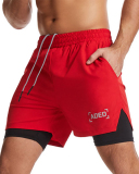 Sports Shorts Men's Quick Dry Woven Double Layer Fitness Running Marathon Casual XS-3XL