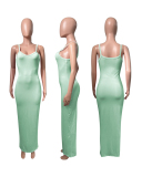 Summer Hot Sale Women Solid Color Sleeveless Slim Long Maxi Dresses Casual Dresses Pink Yellow Light Green Red S-2XL