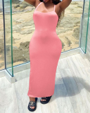 Summer Hot Sale Women Solid Color Sleeveless Slim Long Maxi Dresses Casual Dresses Pink Yellow Light Green Red S-2XL
