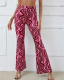 Women Printing High Waist Casual Long Pants Red Gray Green Purple Orange Coffee S-5XL