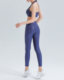 New Yoga Suit Running Sports Beauty Back Bra Nude Glossy Fitness Two-piece Suit S-XL