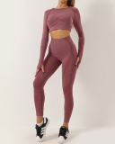 Five Piece Shorts Short Sleeve Long Sleeve Pants Bra Set Women Fitness Top Vest Yoga Wear Solid Color S-L