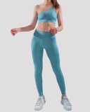 Ladies Simple Body Fitness Yoga Wear One Shoulder Sling Bra Sports Running Two Piece S-L