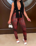 Lady Cross Strappy Solid Color Tops Two Piece Set White Black Blue S-XL