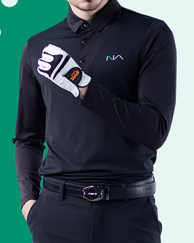 New Stretch Long Sleeve Men's Golf Clothing Men's Tops Solid Color Polo Shirts M-3XL
