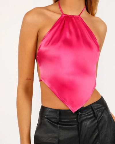 2022 Top Sale Women Sexy Solid Color Halter Neck Backless Apron Sling Tank Tops Vest Green Blue Black Chocolate Rose Red Orange Beige S-L