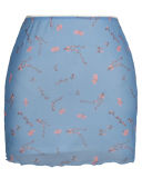 WholeSale Multi-color Optional Women Mesh High Waist Florals Summer Fit Mini Skirts S-XL