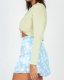 Fashion Floral Leopard Zipper Women Summer High Waist Mini Skirts Pink Black Purple Blue Green White Yellow XS-XL