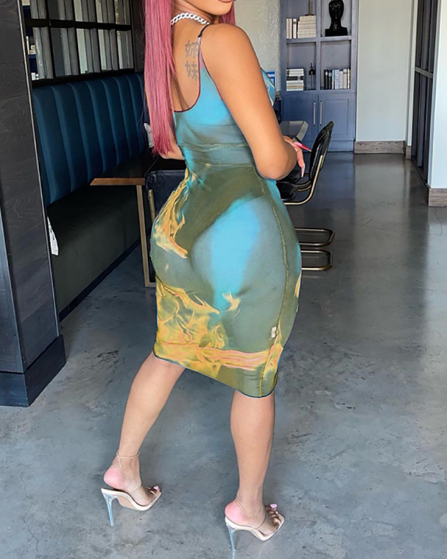 Slash Neck Sleeveless Women Sexy See Through Mesh Casual Midi Dresses Red Purple Light Blue S-XL