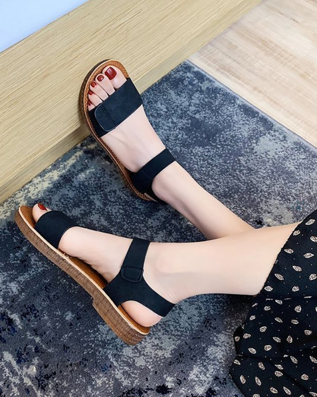 Summer Fashion Beach Flats Shoes Yellow Black 35-40