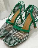 Women Hollow Out Strappy Shining High Heels