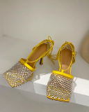 Women Hollow Out Strappy Shining High Heels