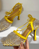 Women Hollow Out Strappy Shining High Heels