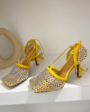 Women Hollow Out Strappy Shining High Heels