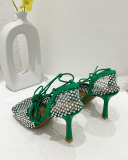 Women Hollow Out Strappy Shining High Heels